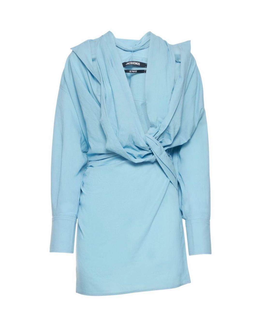 JACQUEMUS Голубое хлопковое повседневное платье, фото 1