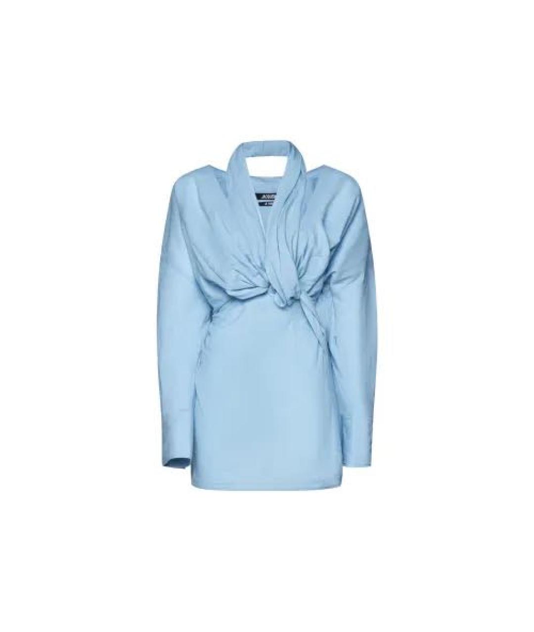 JACQUEMUS Голубое хлопковое повседневное платье, фото 3