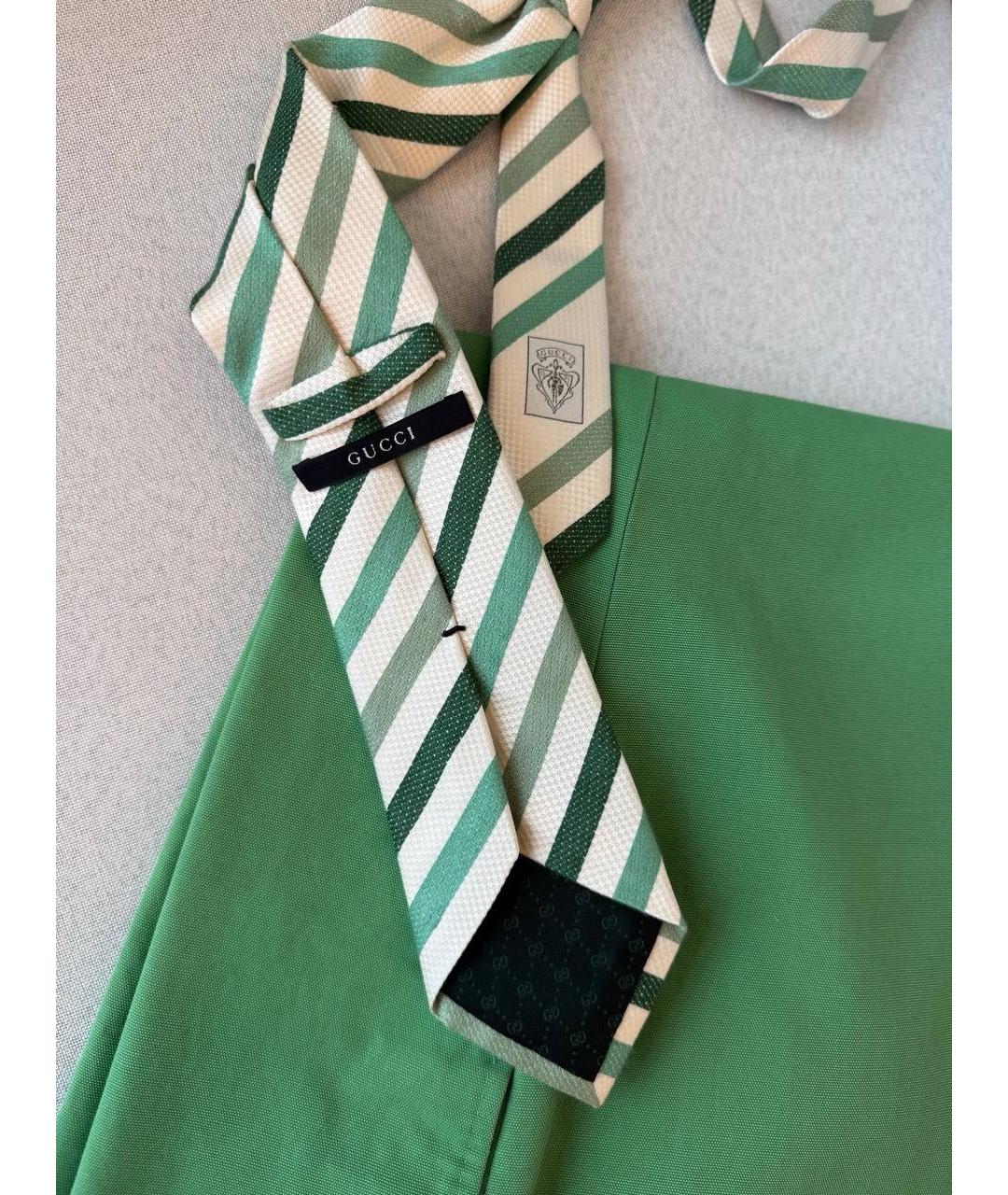 GUCCI Зеленый шелковый галстук, фото 2