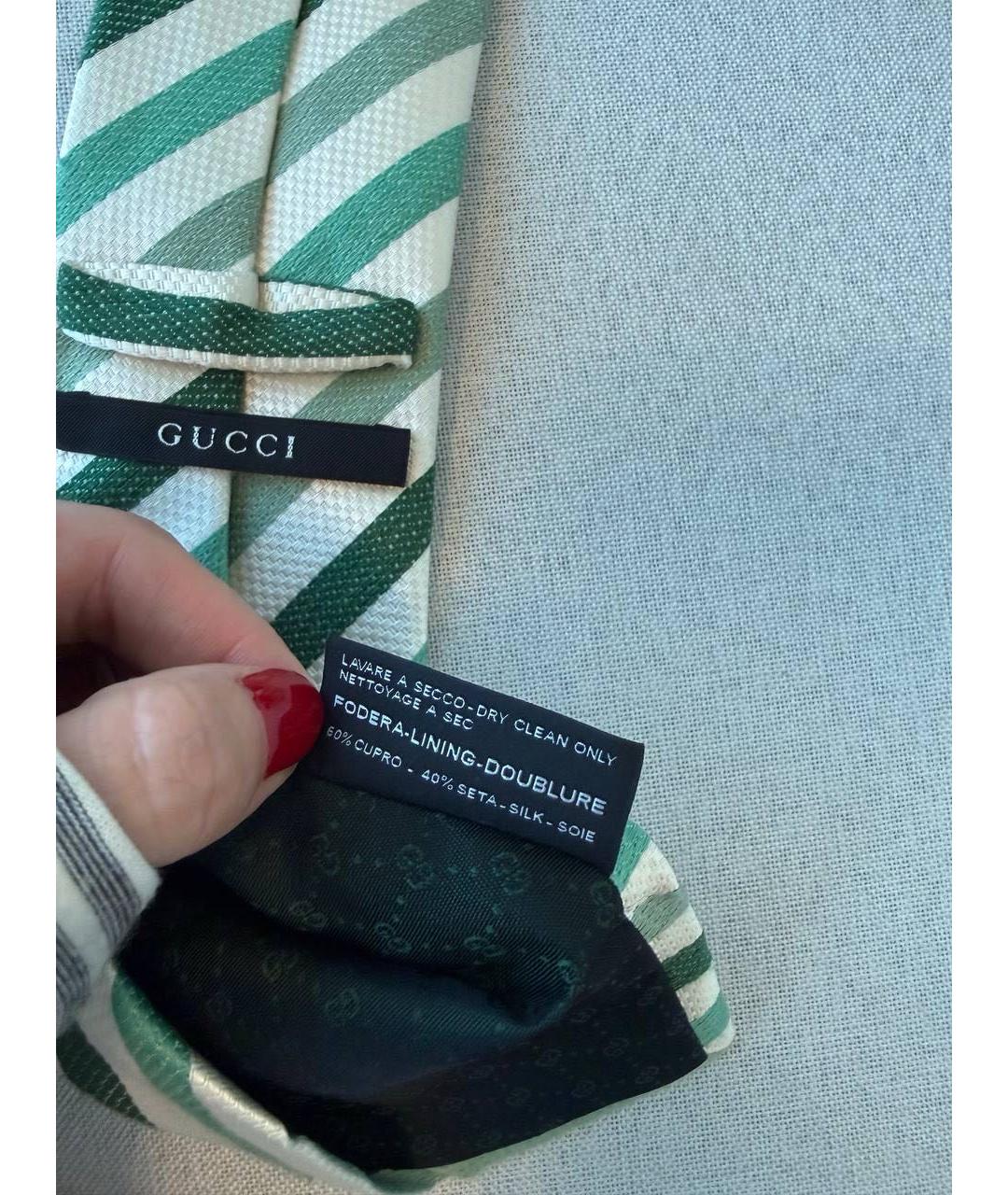 GUCCI Зеленый шелковый галстук, фото 3
