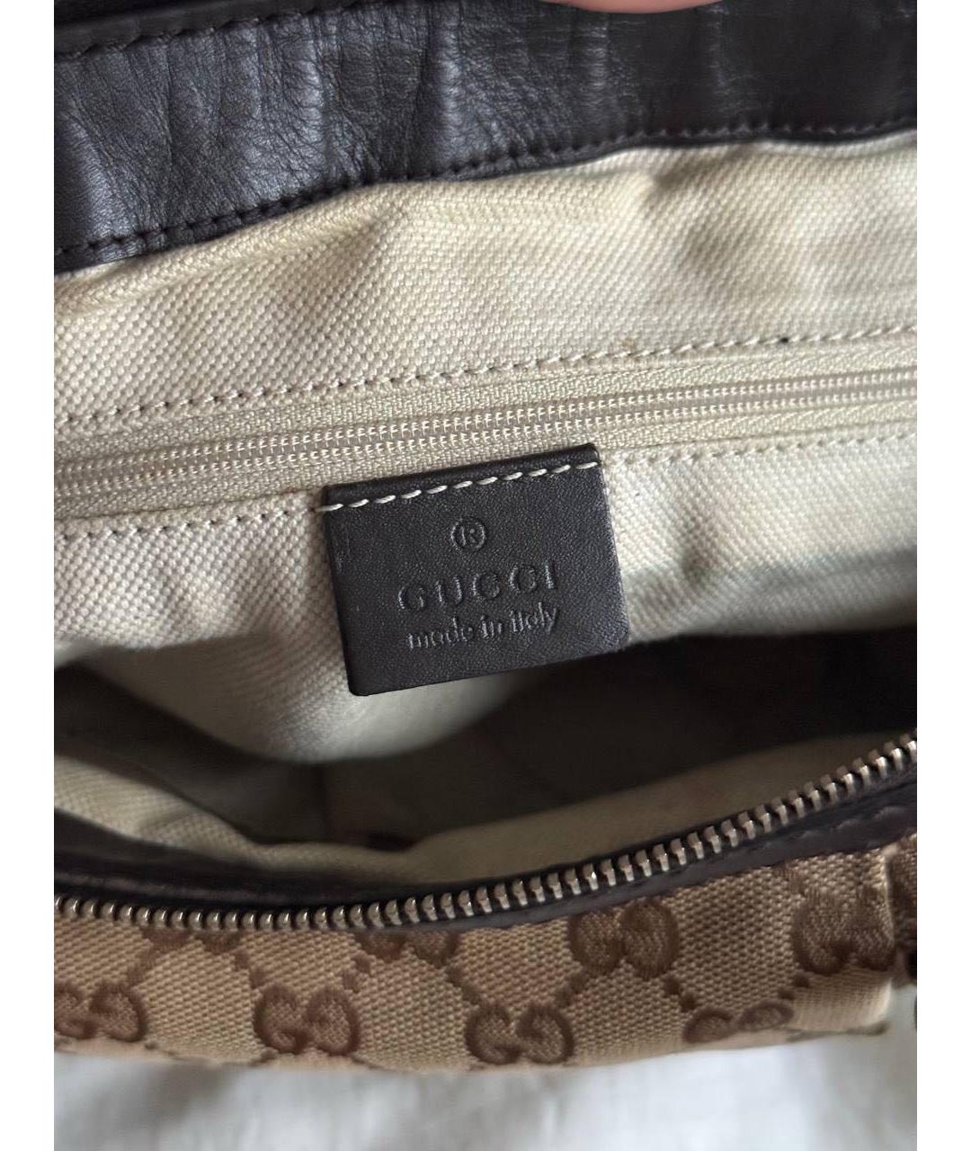 GUCCI Коричневая тканевая сумка с короткими ручками, фото 6