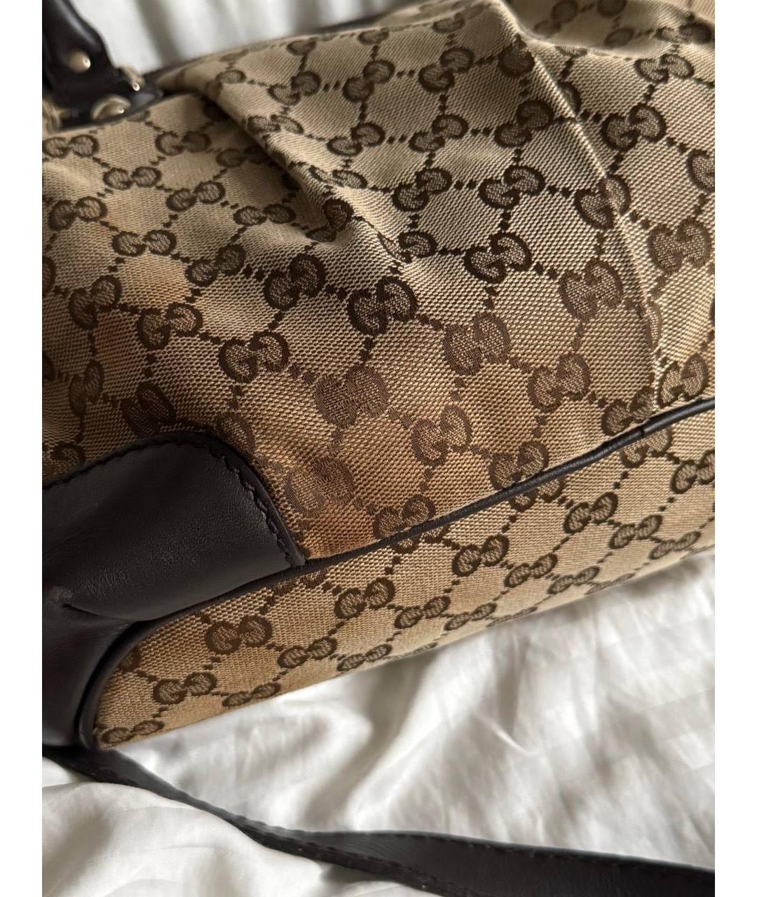GUCCI Коричневая тканевая сумка с короткими ручками, фото 8
