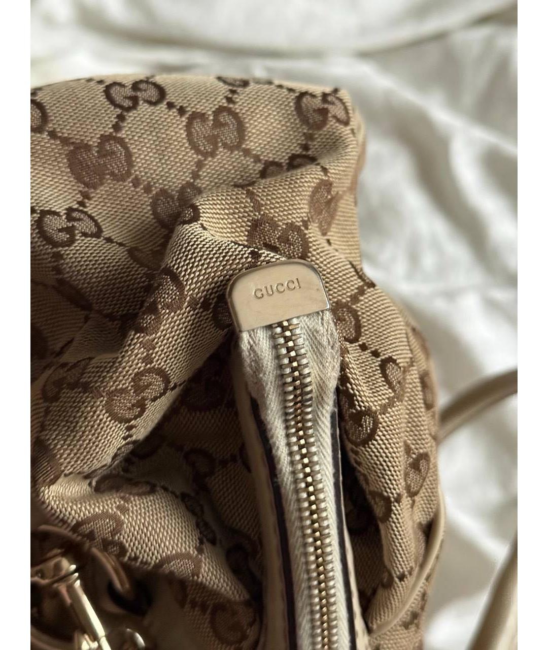 GUCCI Коричневая тканевая сумка с короткими ручками, фото 5