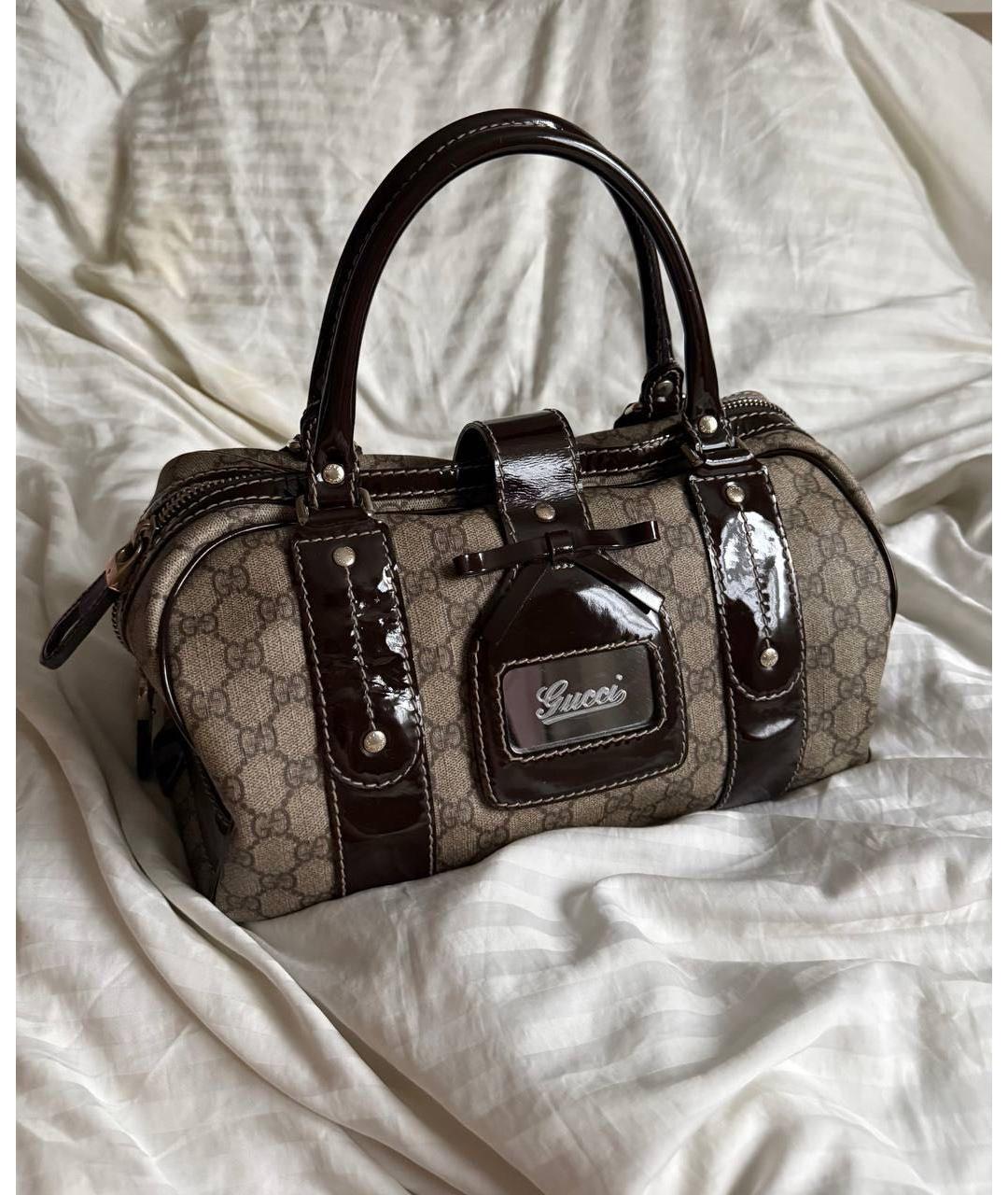 GUCCI Бежевая канва сумка с короткими ручками, фото 9
