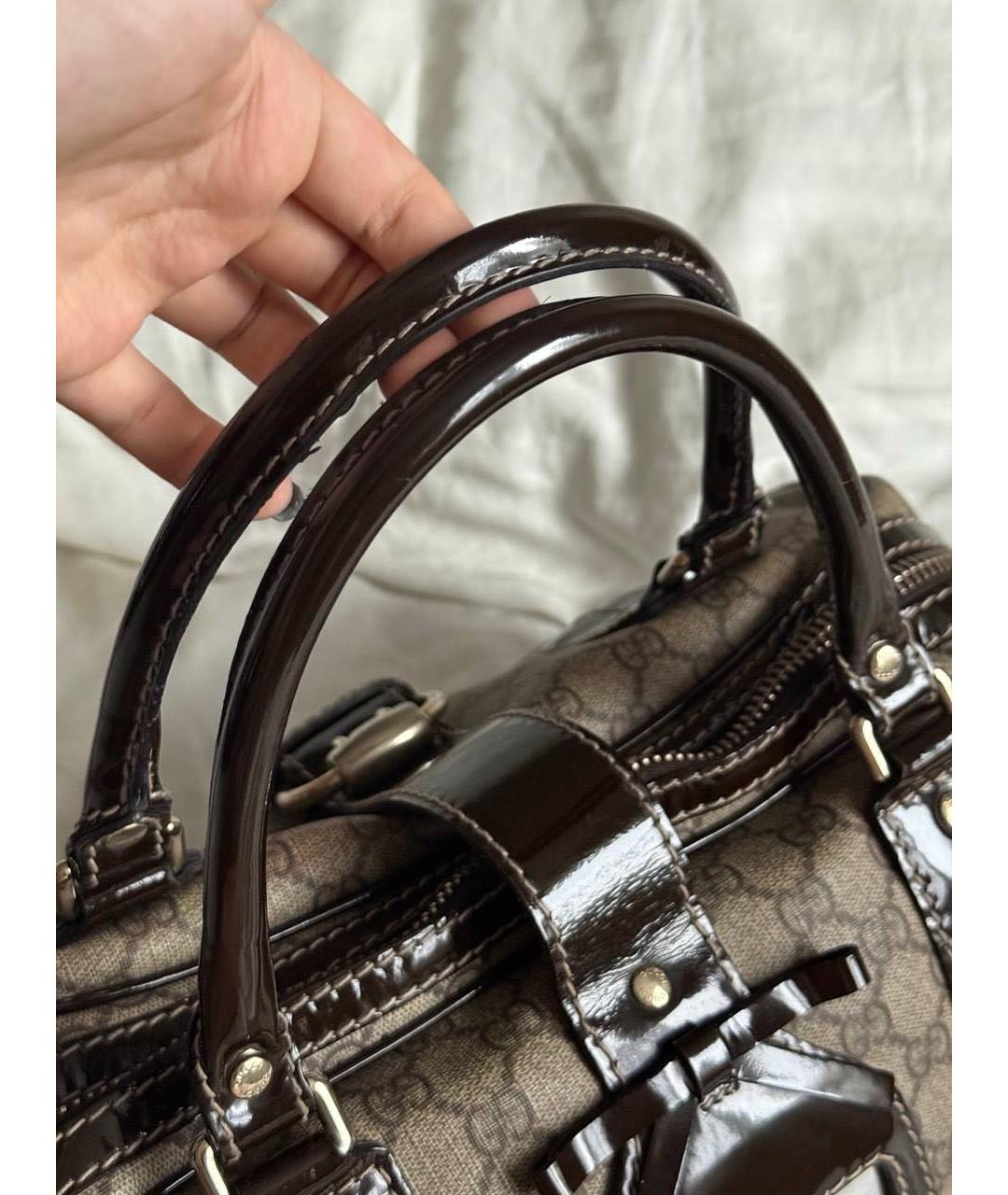GUCCI Бежевая канва сумка с короткими ручками, фото 4