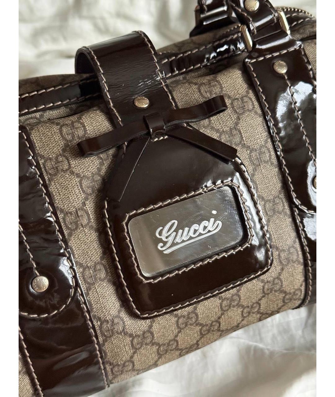 GUCCI Бежевая канва сумка с короткими ручками, фото 5