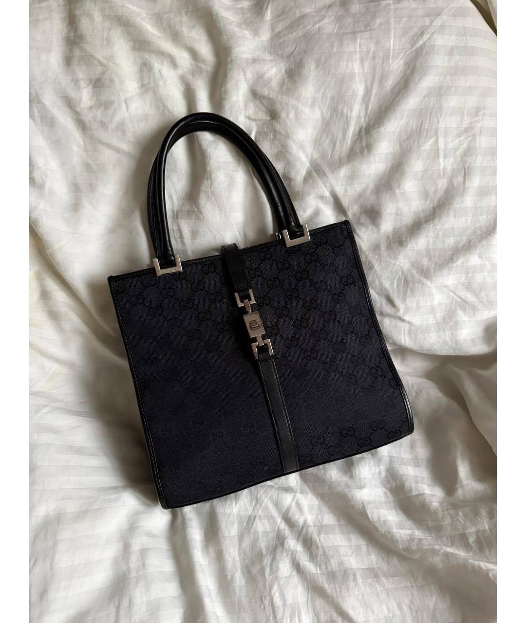 GUCCI Черная тканевая сумка с короткими ручками, фото 8