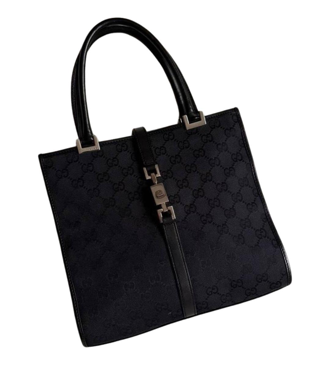 GUCCI Черная тканевая сумка с короткими ручками, фото 1