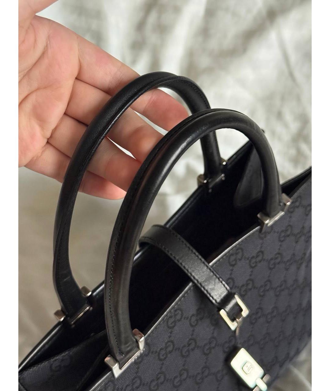 GUCCI Черная тканевая сумка с короткими ручками, фото 3