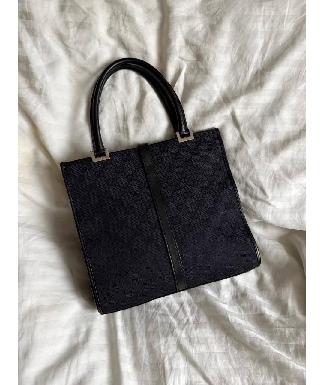 GUCCI Черная тканевая сумка с короткими ручками, фото 2