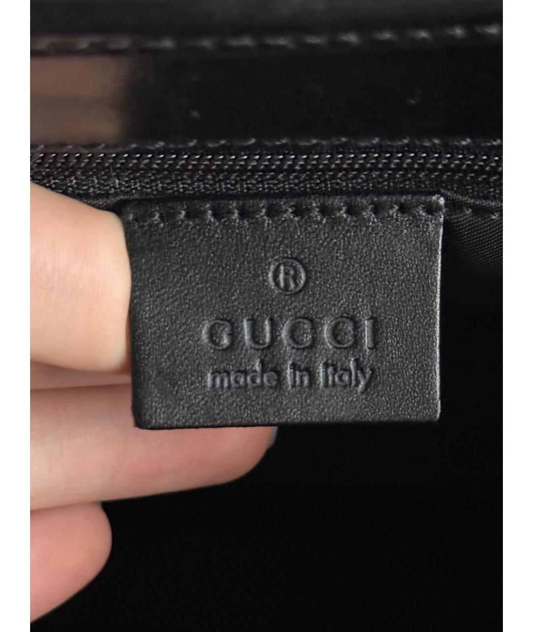 GUCCI Черная тканевая сумка с короткими ручками, фото 5