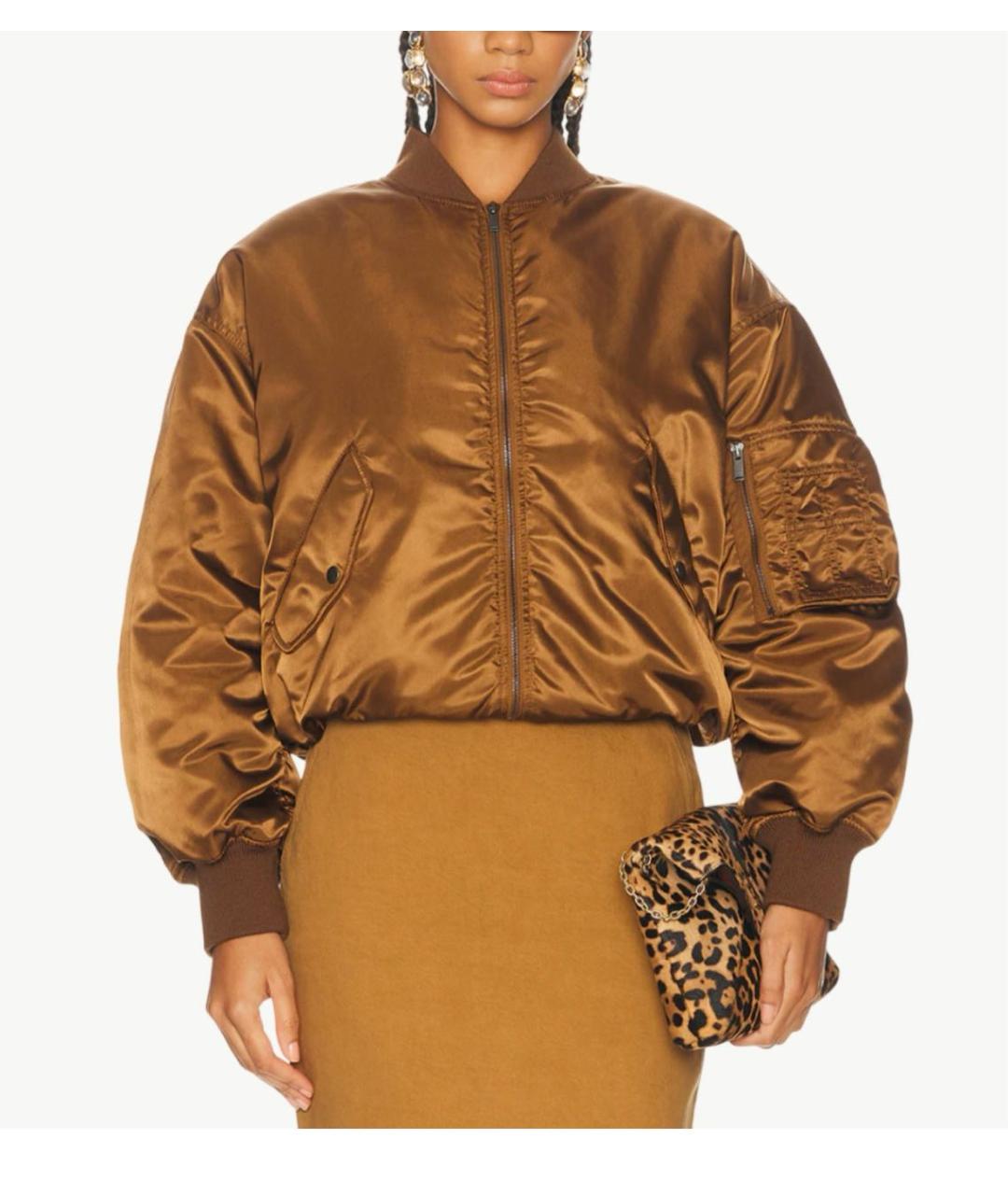 SAINT LAURENT Коричневая полиамидовая куртка, фото 3