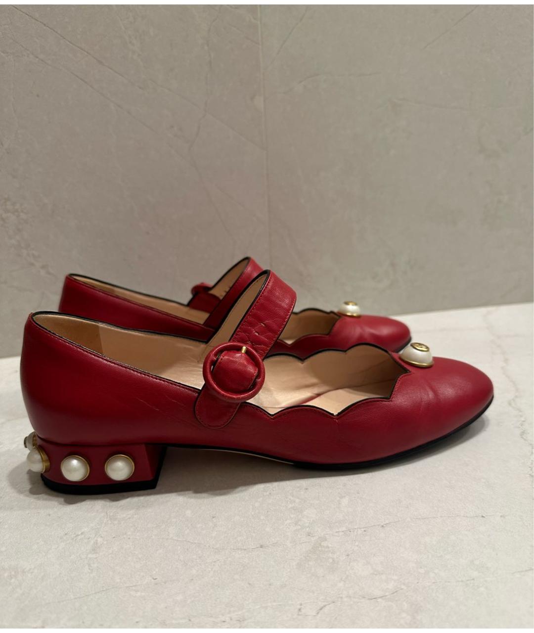 GUCCI Красные кожаные балетки, фото 8