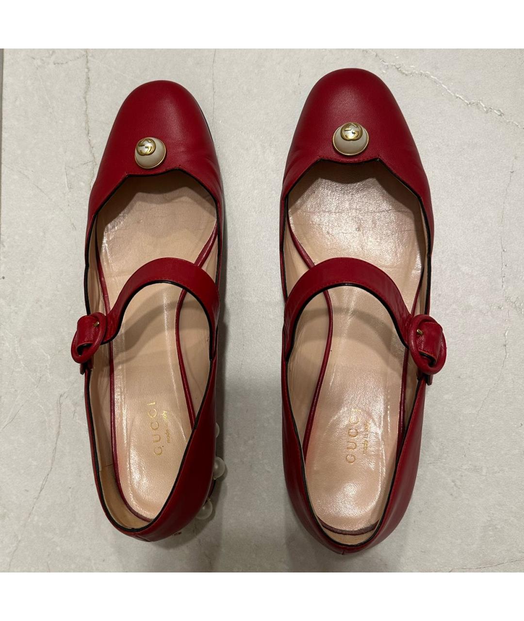 GUCCI Красные кожаные балетки, фото 3