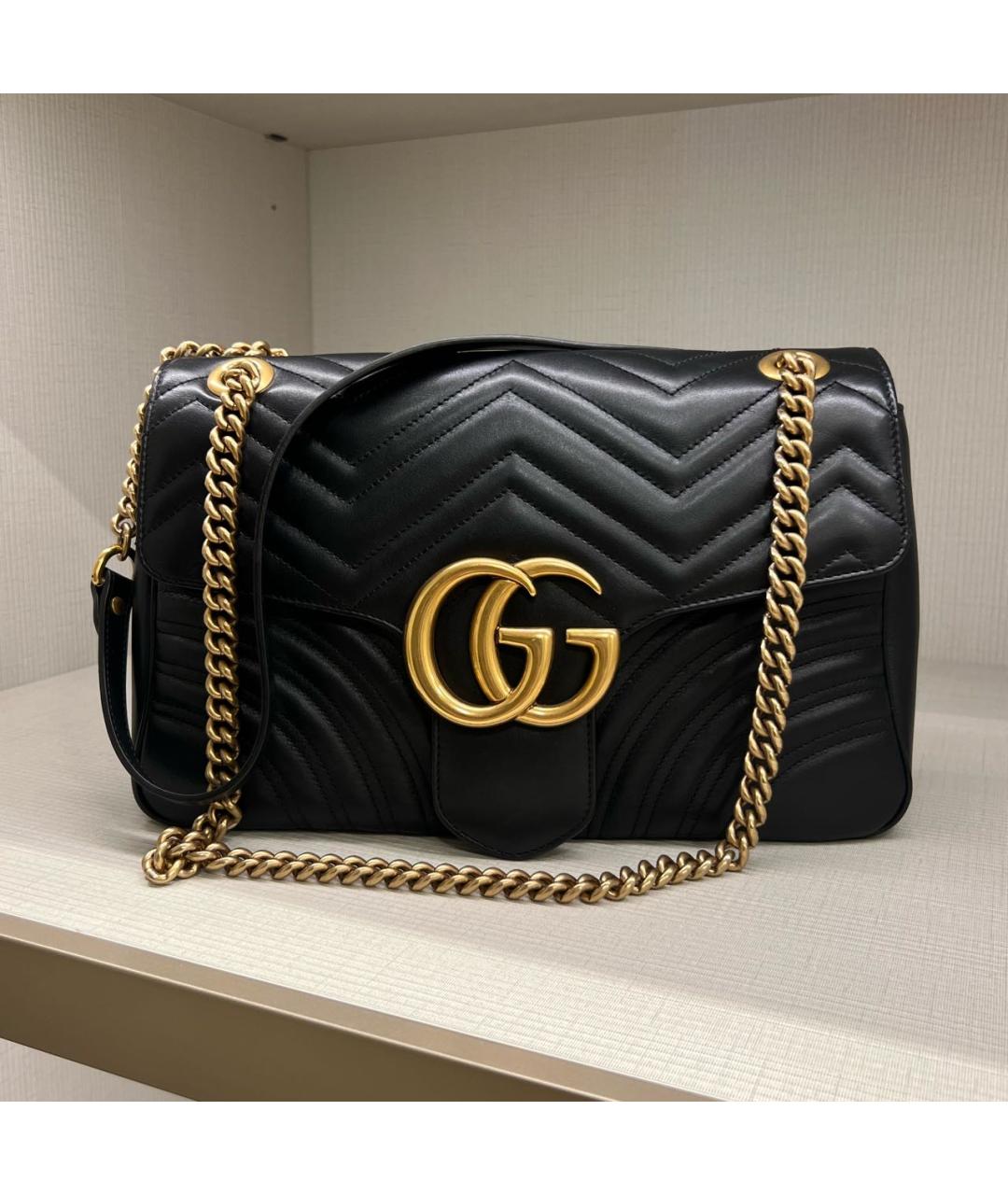 GUCCI Черная кожаная сумка через плечо, фото 5