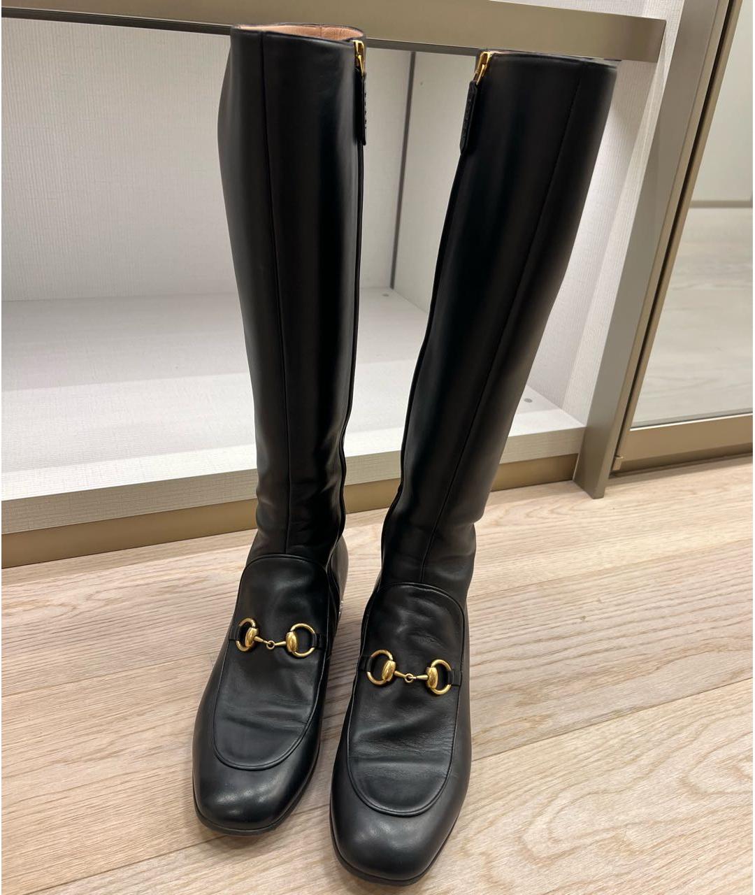 GUCCI Черные кожаные сапоги, фото 2