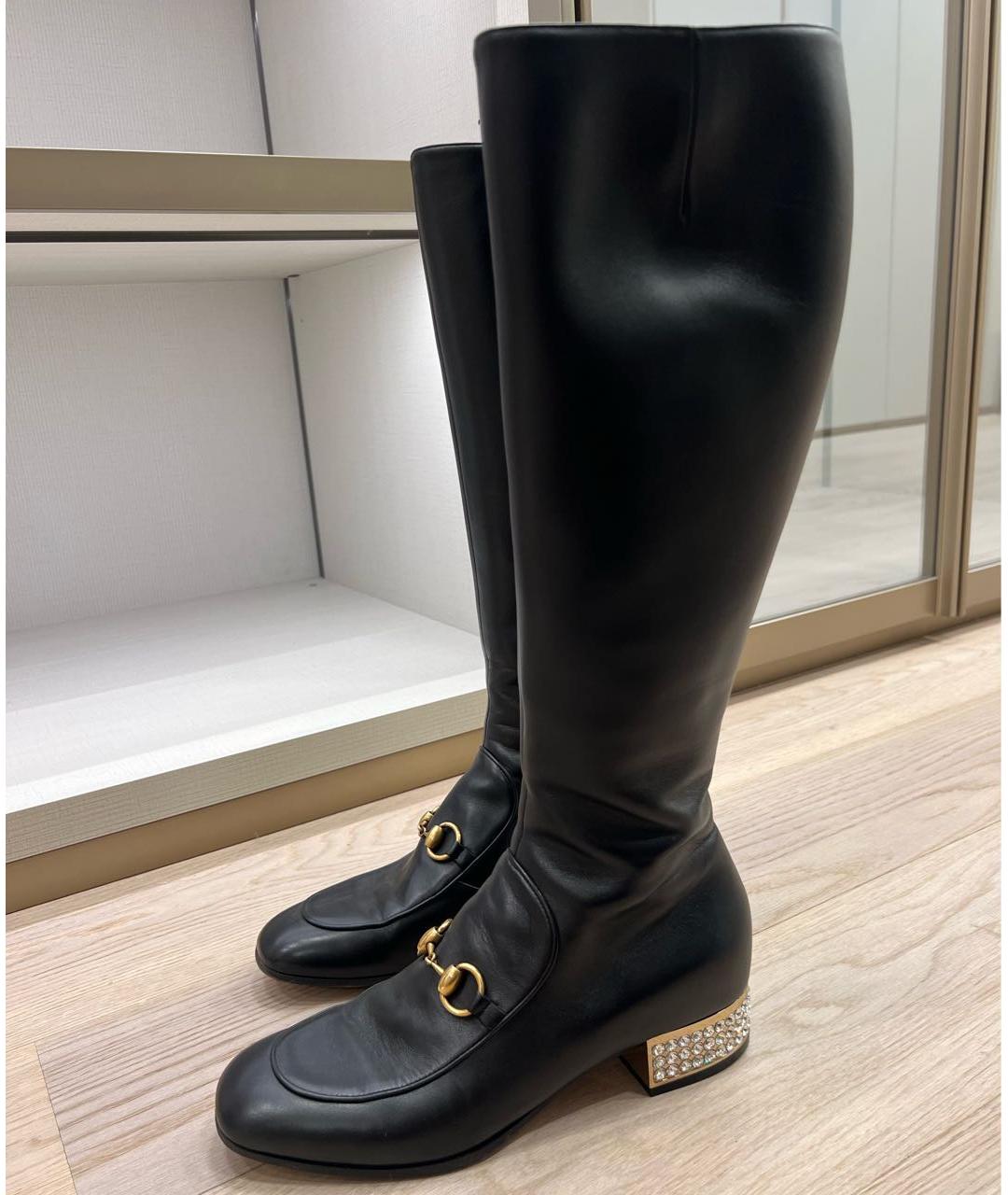 GUCCI Черные кожаные сапоги, фото 7