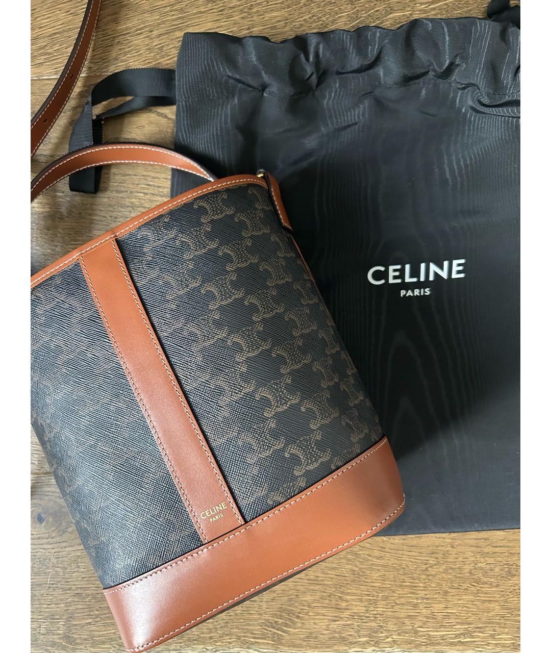 CELINE Коричневая канва сумка через плечо, фото 6