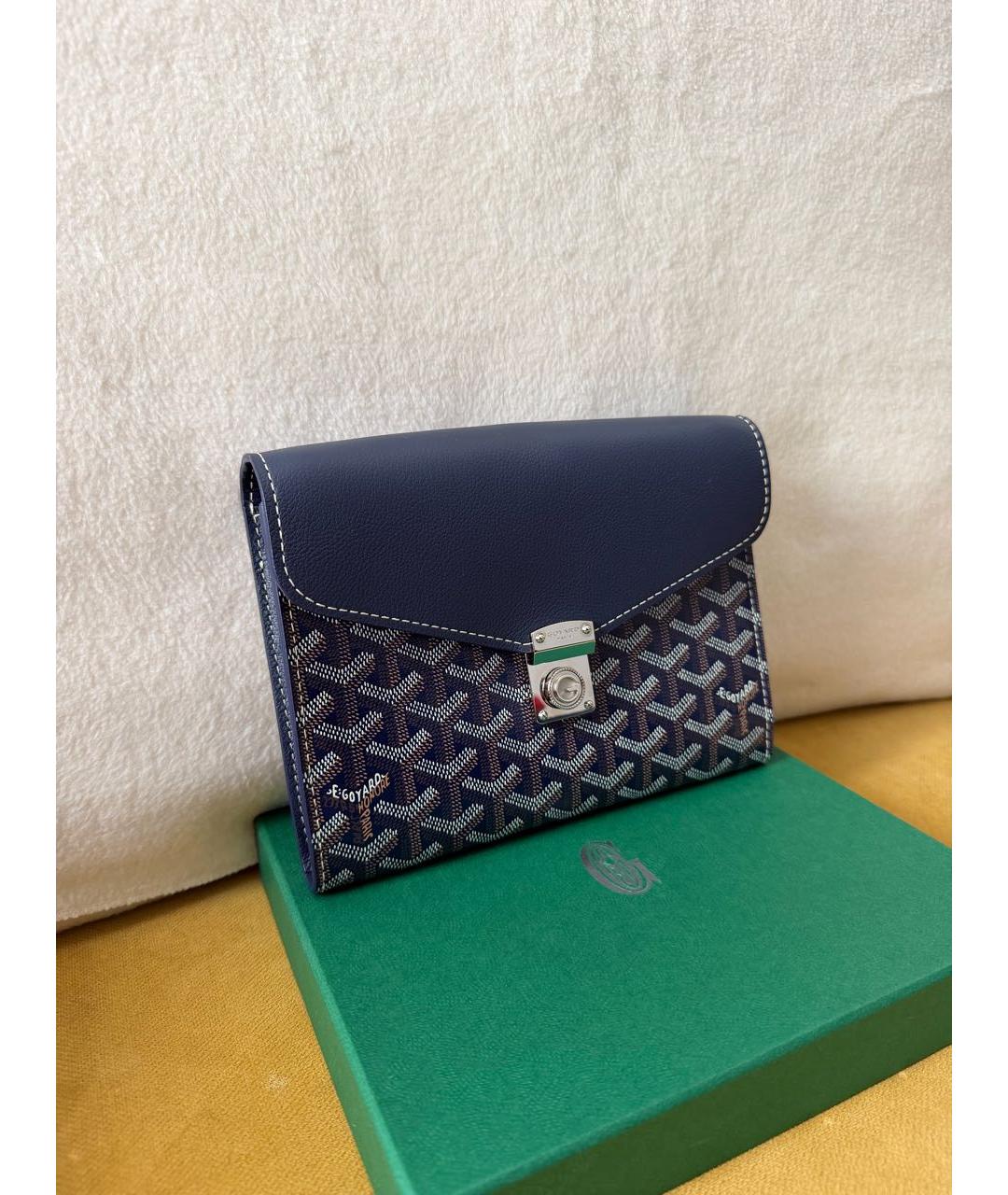 GOYARD Темно-синяя кожаная сумка на плечо, фото 2
