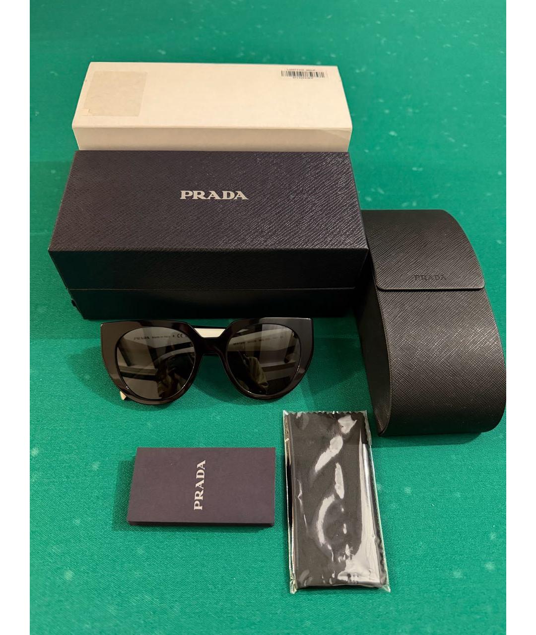 PRADA Черные пластиковые солнцезащитные очки, фото 4