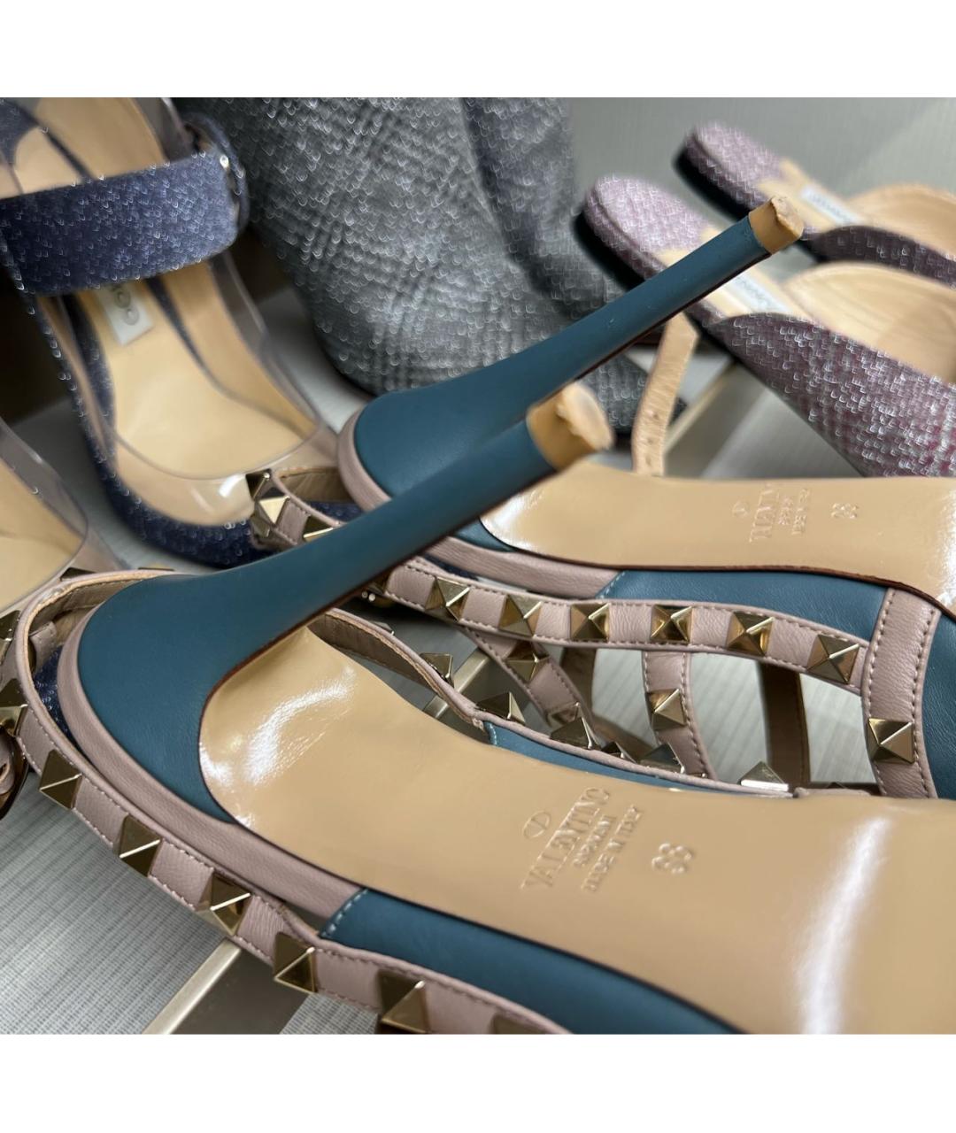 VALENTINO Бирюзовые кожаные босоножки, фото 3