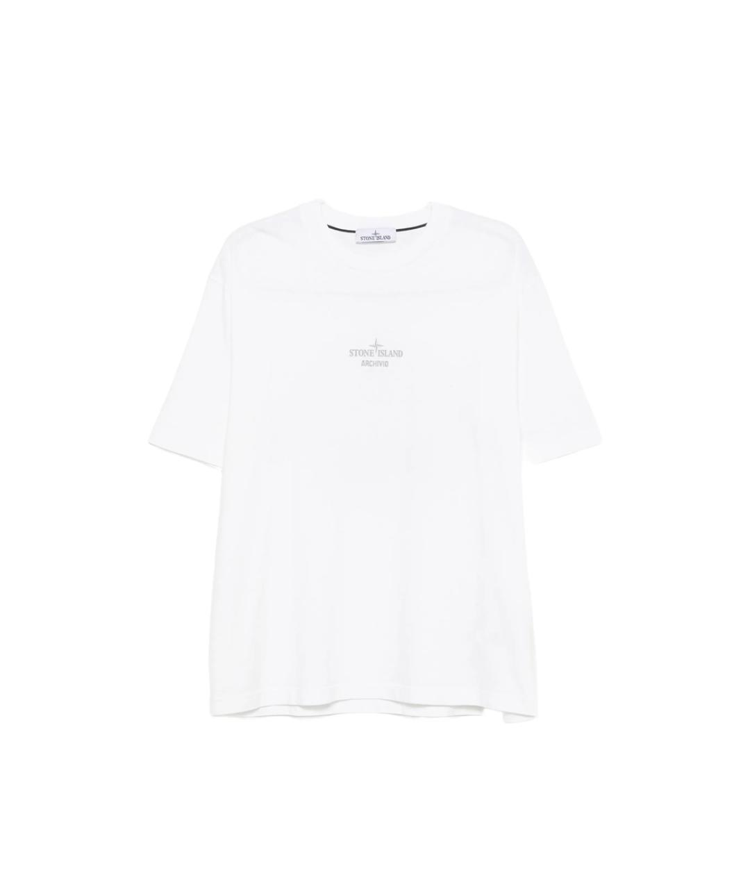 STONE ISLAND Белая хлопковая футболка, фото 1