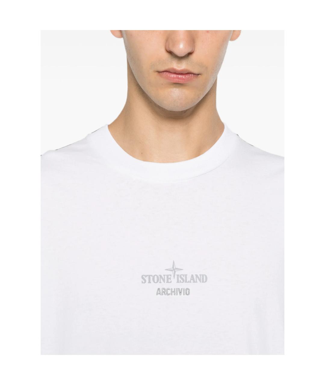 STONE ISLAND Белая хлопковая футболка, фото 2