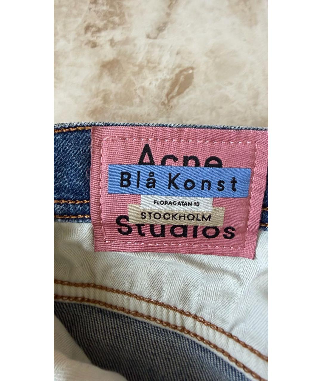 ACNE STUDIOS Голубые хлопковые джинсы слим, фото 5