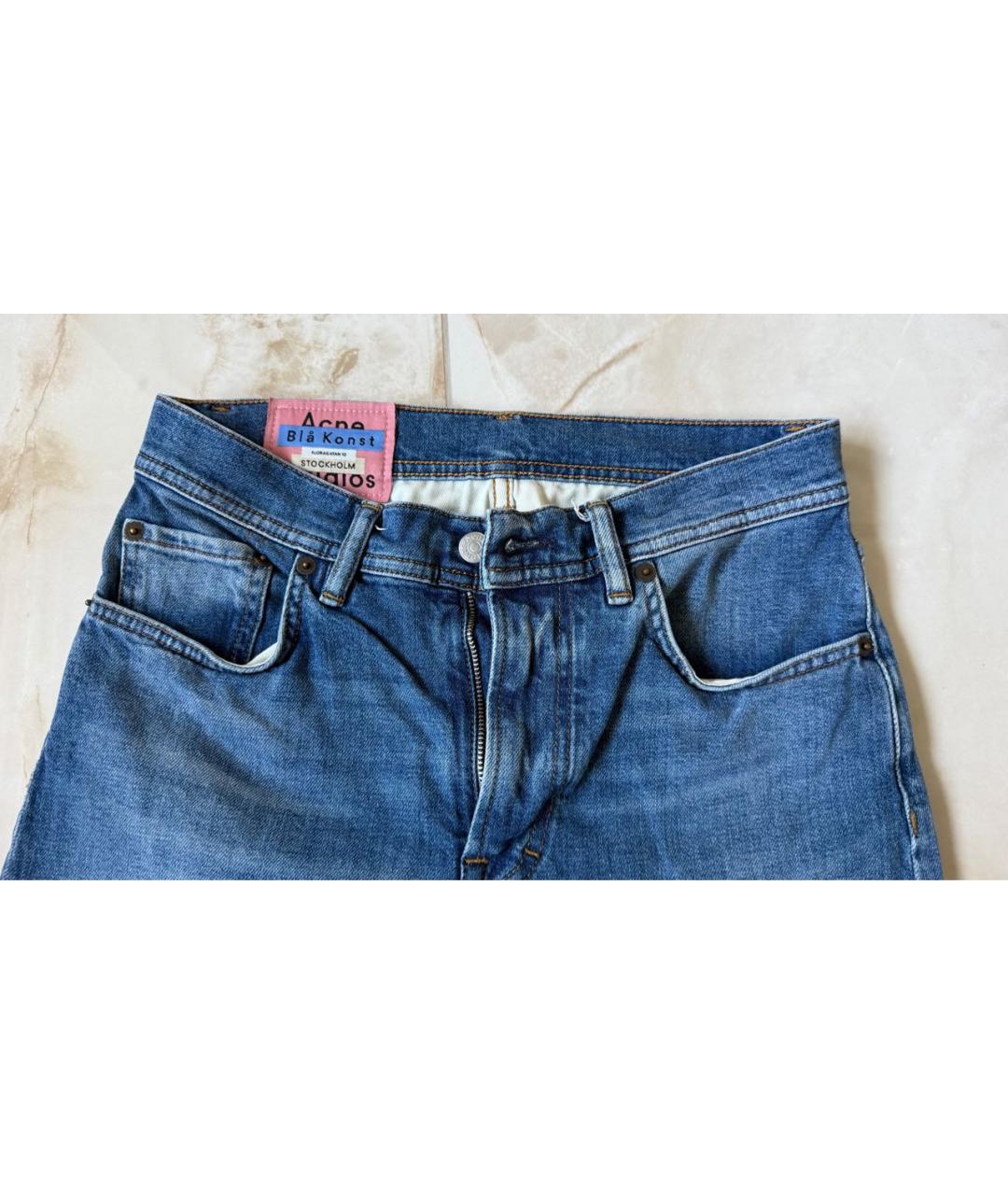 ACNE STUDIOS Голубые хлопковые джинсы слим, фото 4