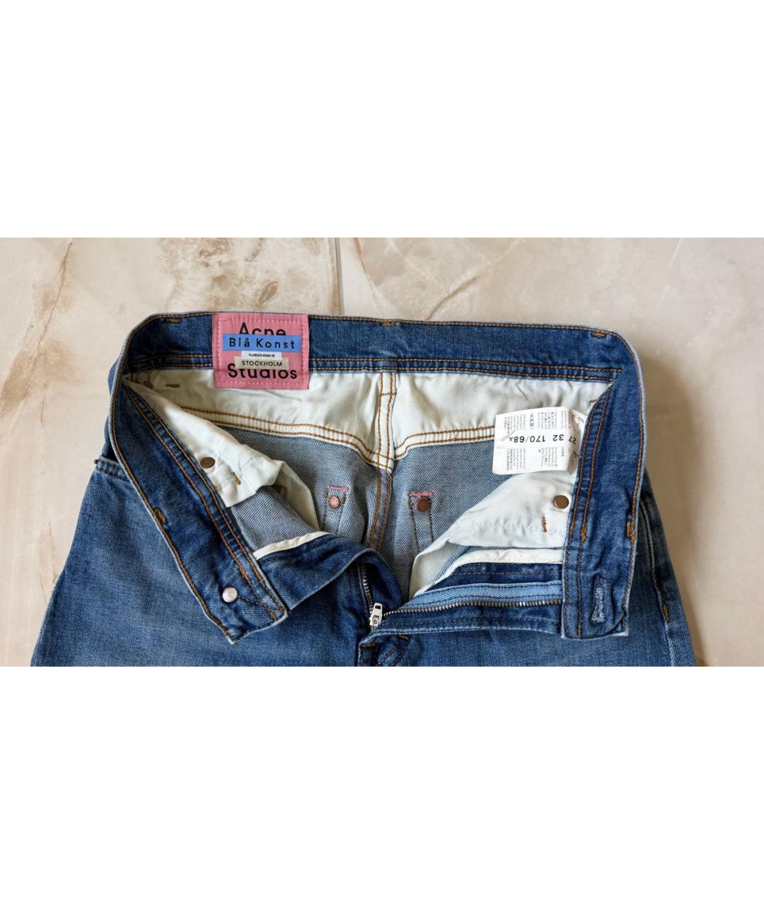 ACNE STUDIOS Голубые хлопковые джинсы слим, фото 3