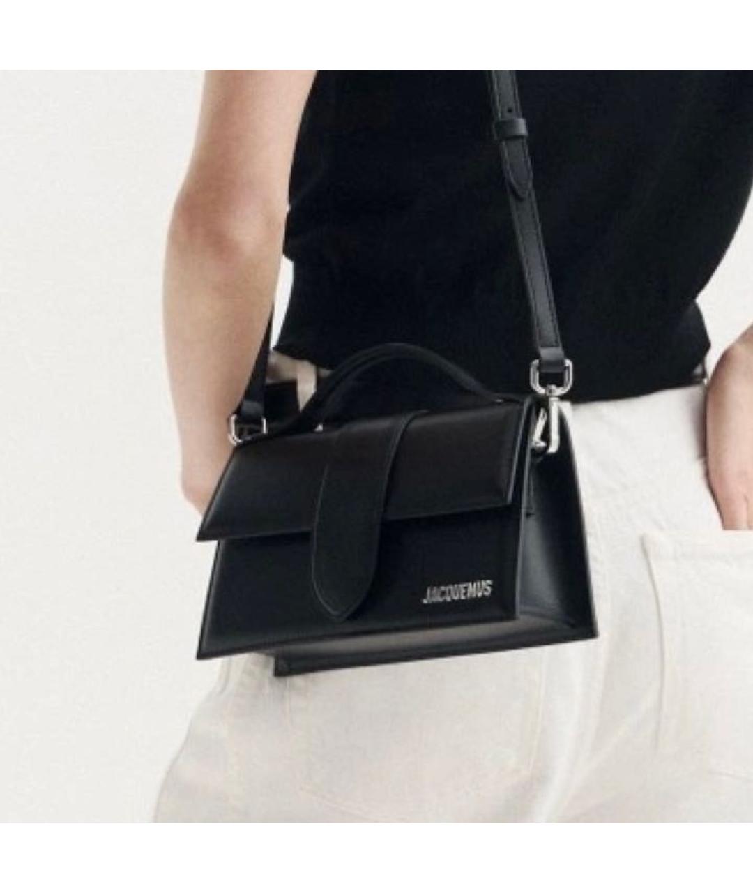 JACQUEMUS Черная кожаная сумка через плечо, фото 2