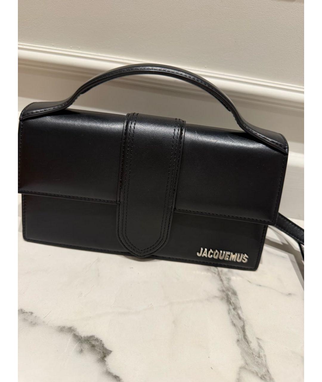 JACQUEMUS Черная кожаная сумка через плечо, фото 5