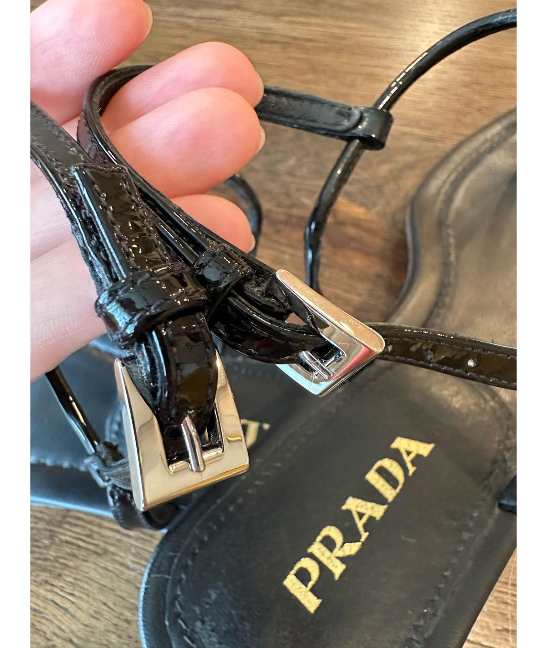 PRADA Черные кожаные сандалии, фото 4