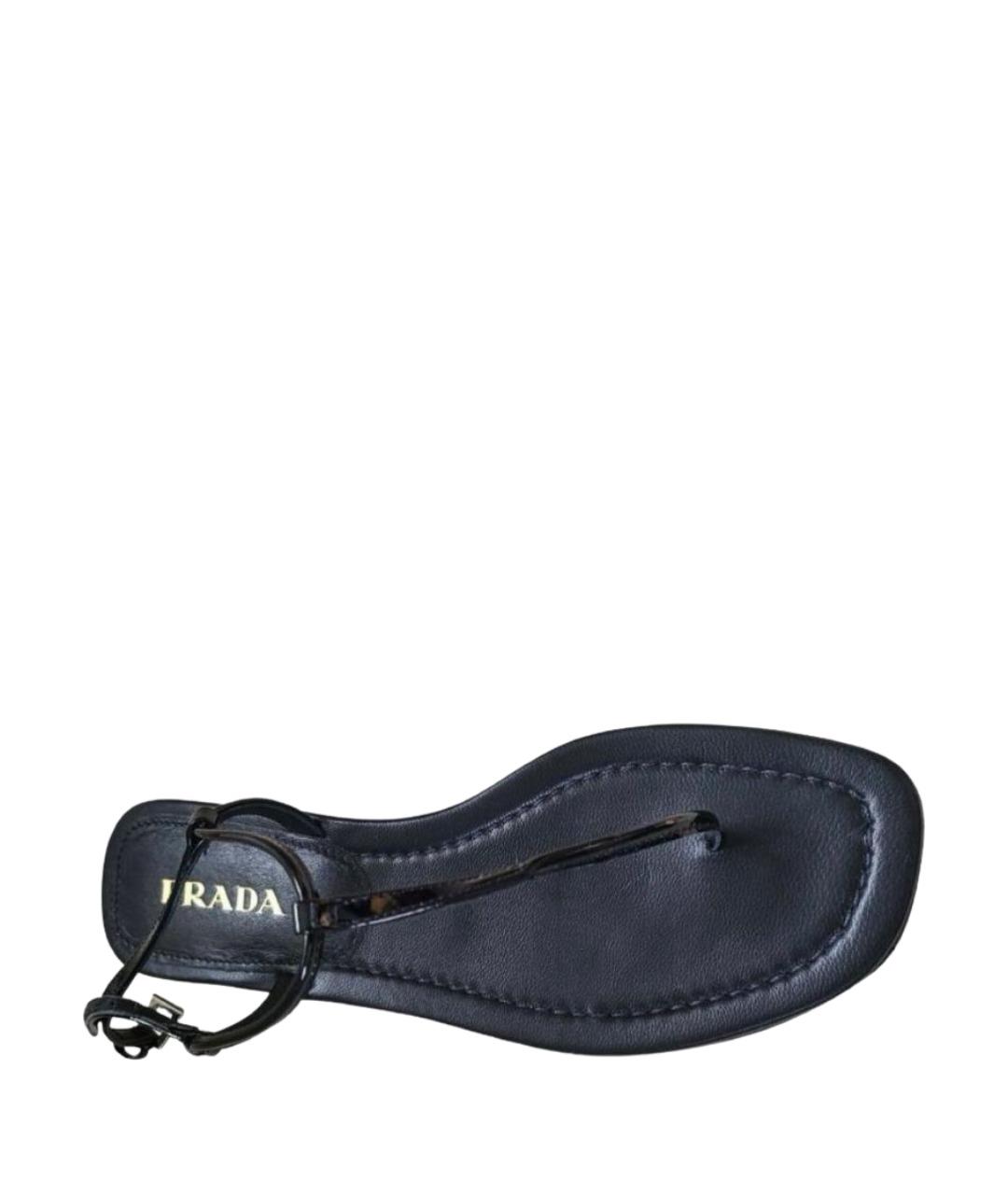 PRADA Черные кожаные сандалии, фото 1