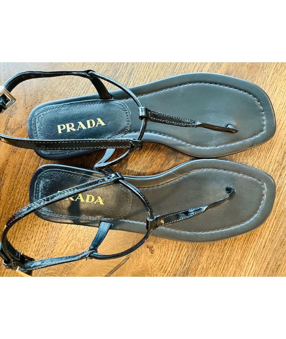PRADA Черные кожаные сандалии, фото 2