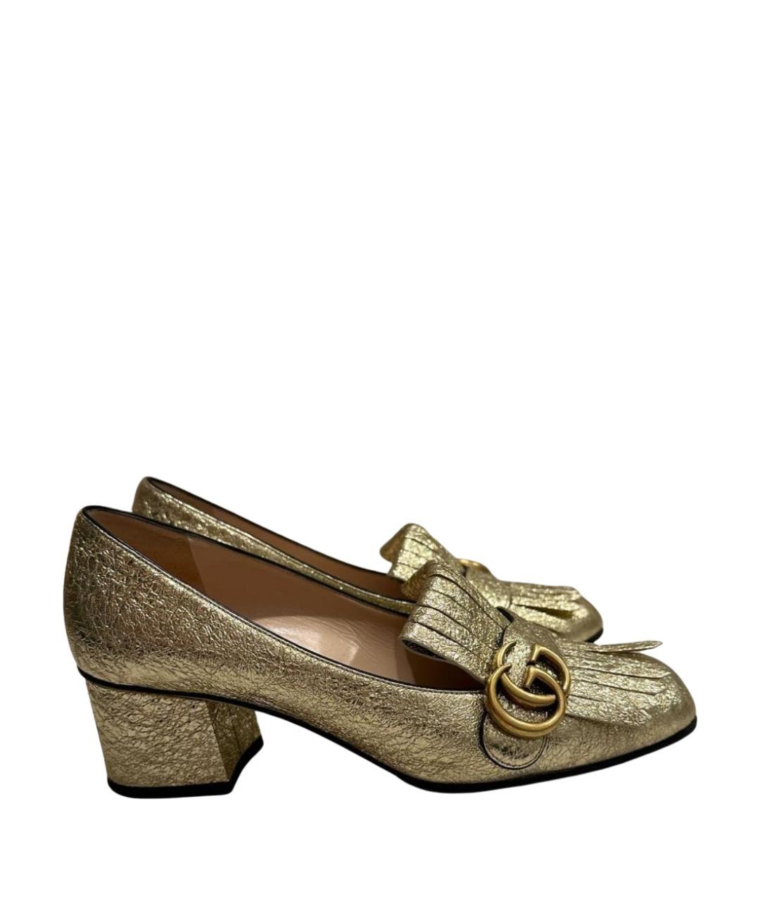 GUCCI Золотые кожаные туфли, фото 1