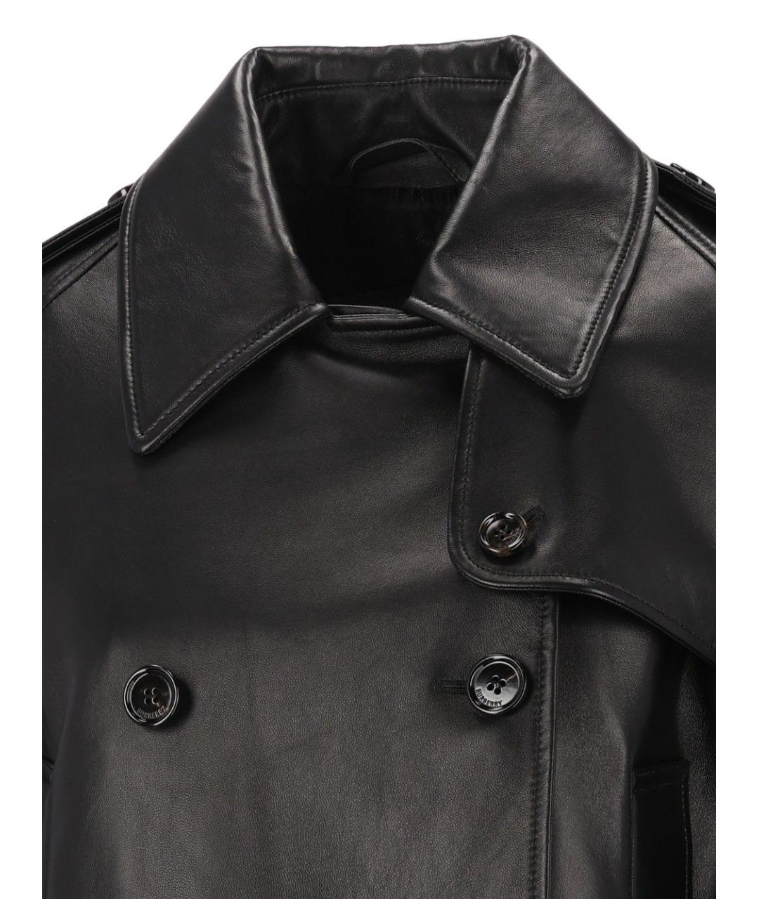 BURBERRY Черная кожаная куртка, фото 4