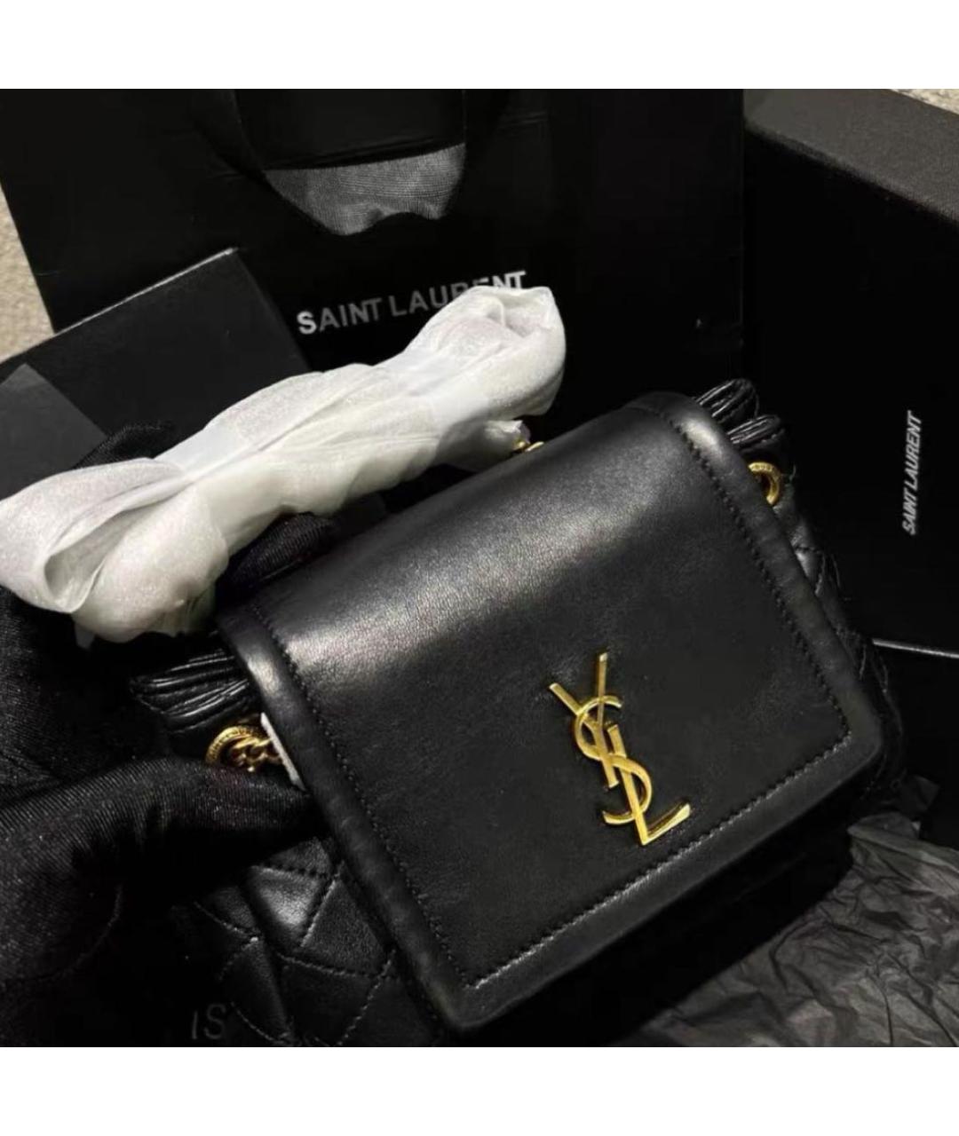 SAINT LAURENT Черная кожаная сумка через плечо, фото 2