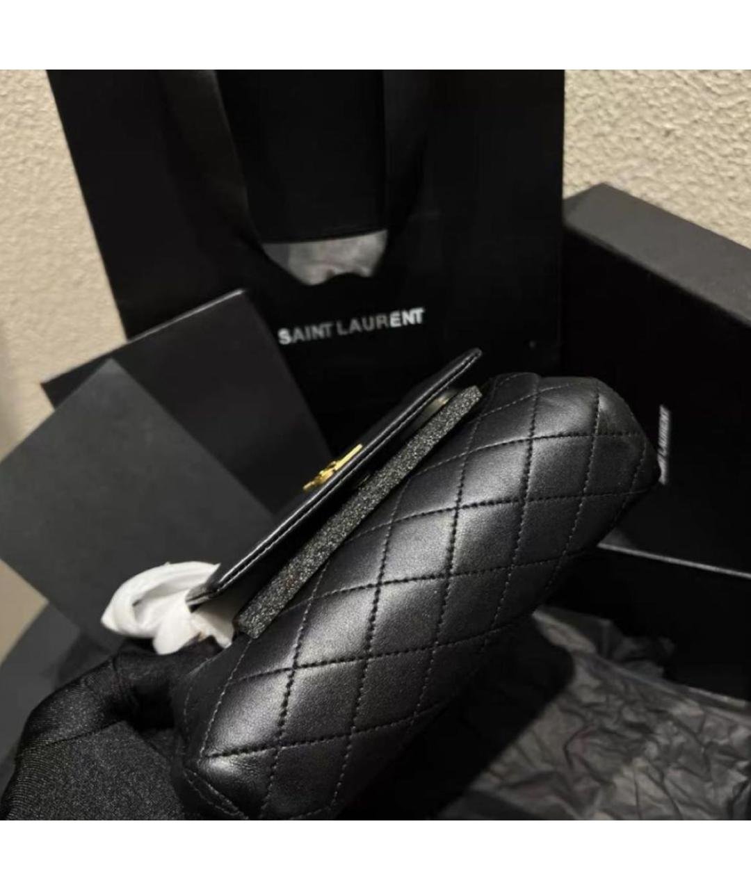 SAINT LAURENT Черная кожаная сумка через плечо, фото 4