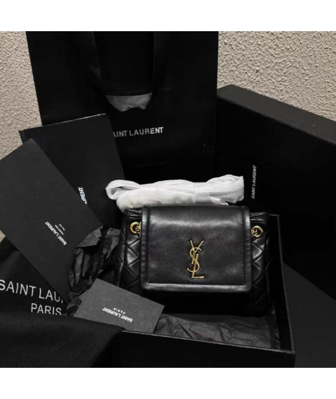 SAINT LAURENT Черная кожаная сумка через плечо, фото 8