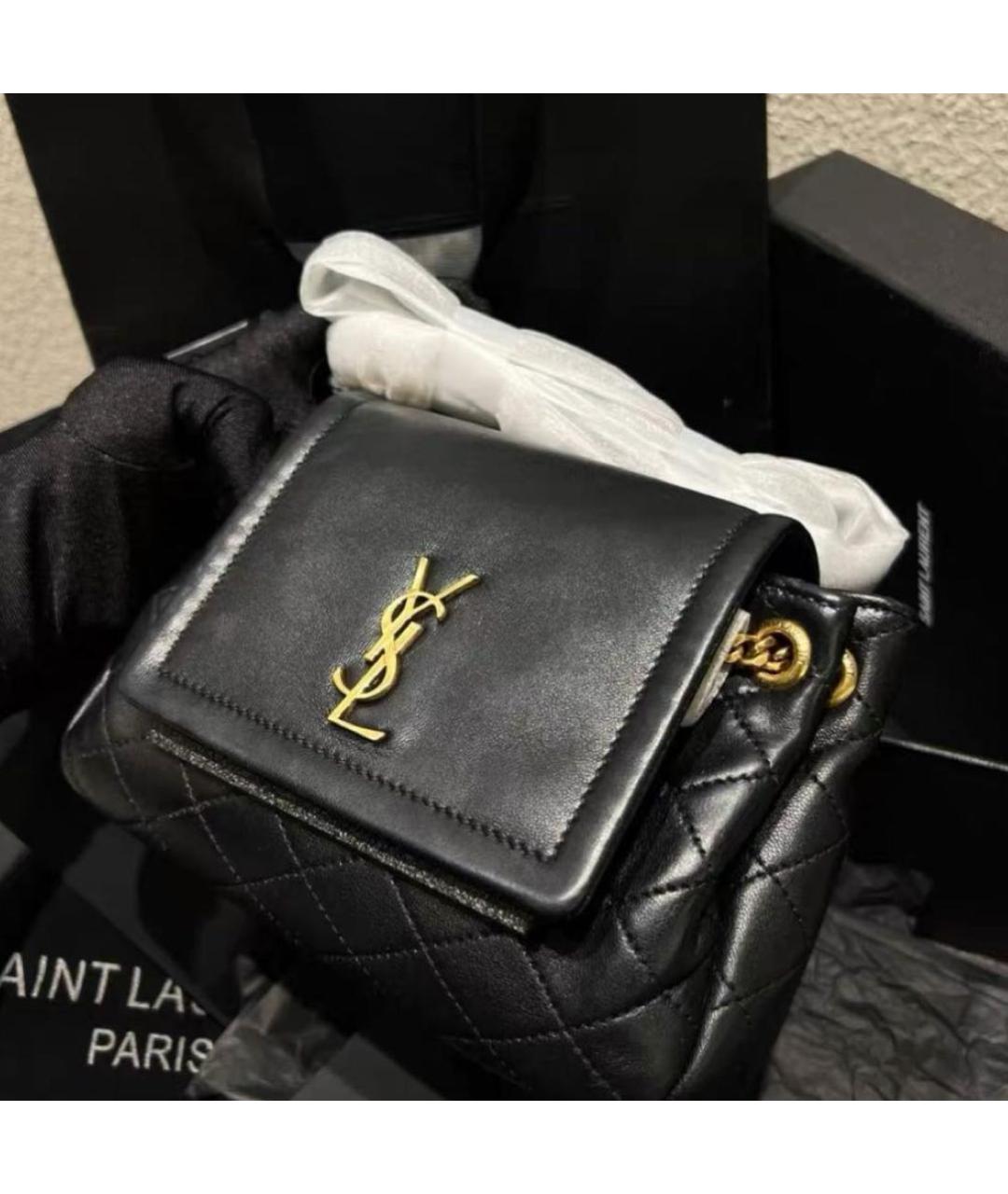 SAINT LAURENT Черная кожаная сумка через плечо, фото 3