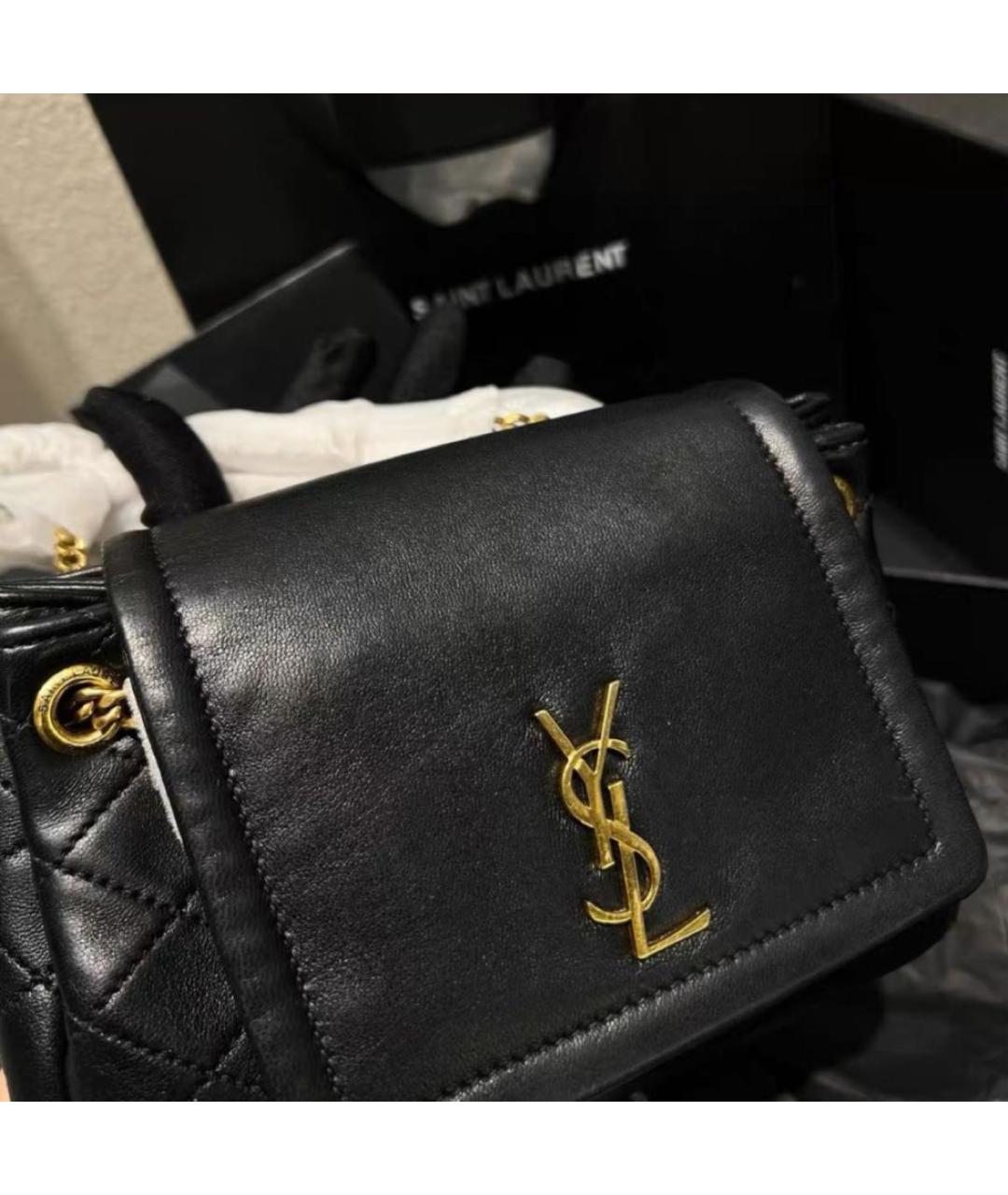 SAINT LAURENT Черная кожаная сумка через плечо, фото 6