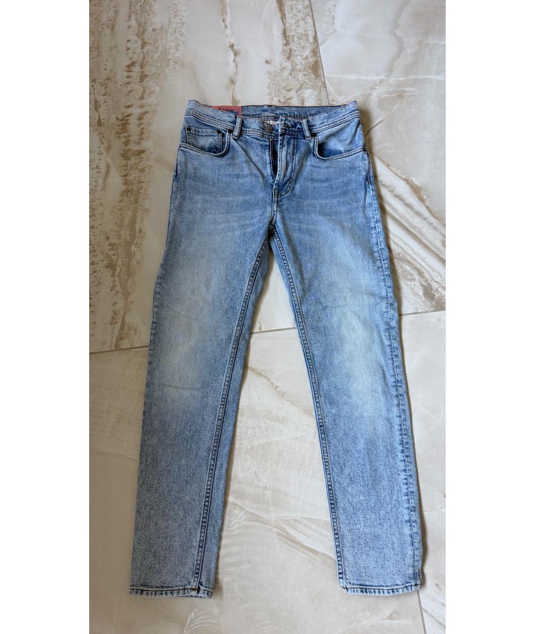 ACNE STUDIOS Голубые хлопко-эластановые джинсы слим, фото 8