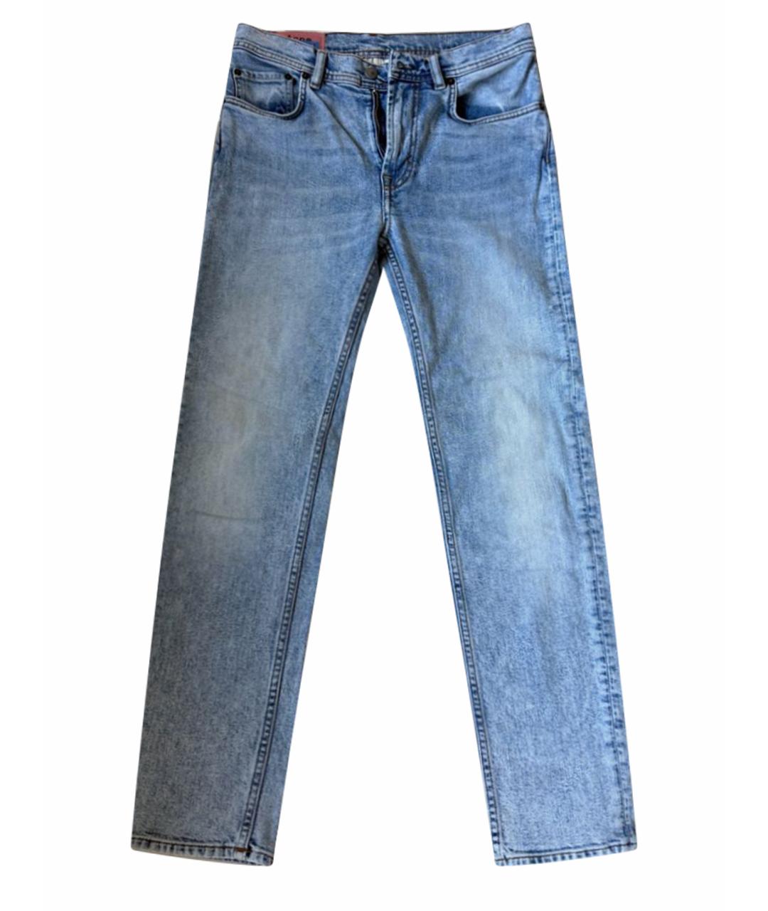 ACNE STUDIOS Голубые хлопко-эластановые джинсы слим, фото 1