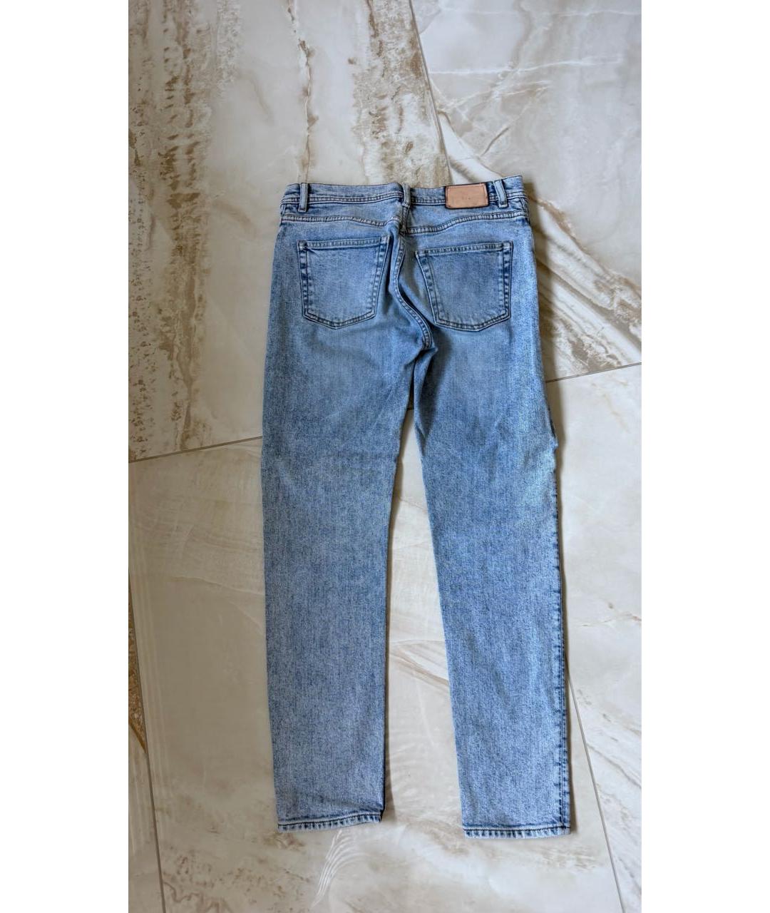 ACNE STUDIOS Голубые хлопко-эластановые джинсы слим, фото 2