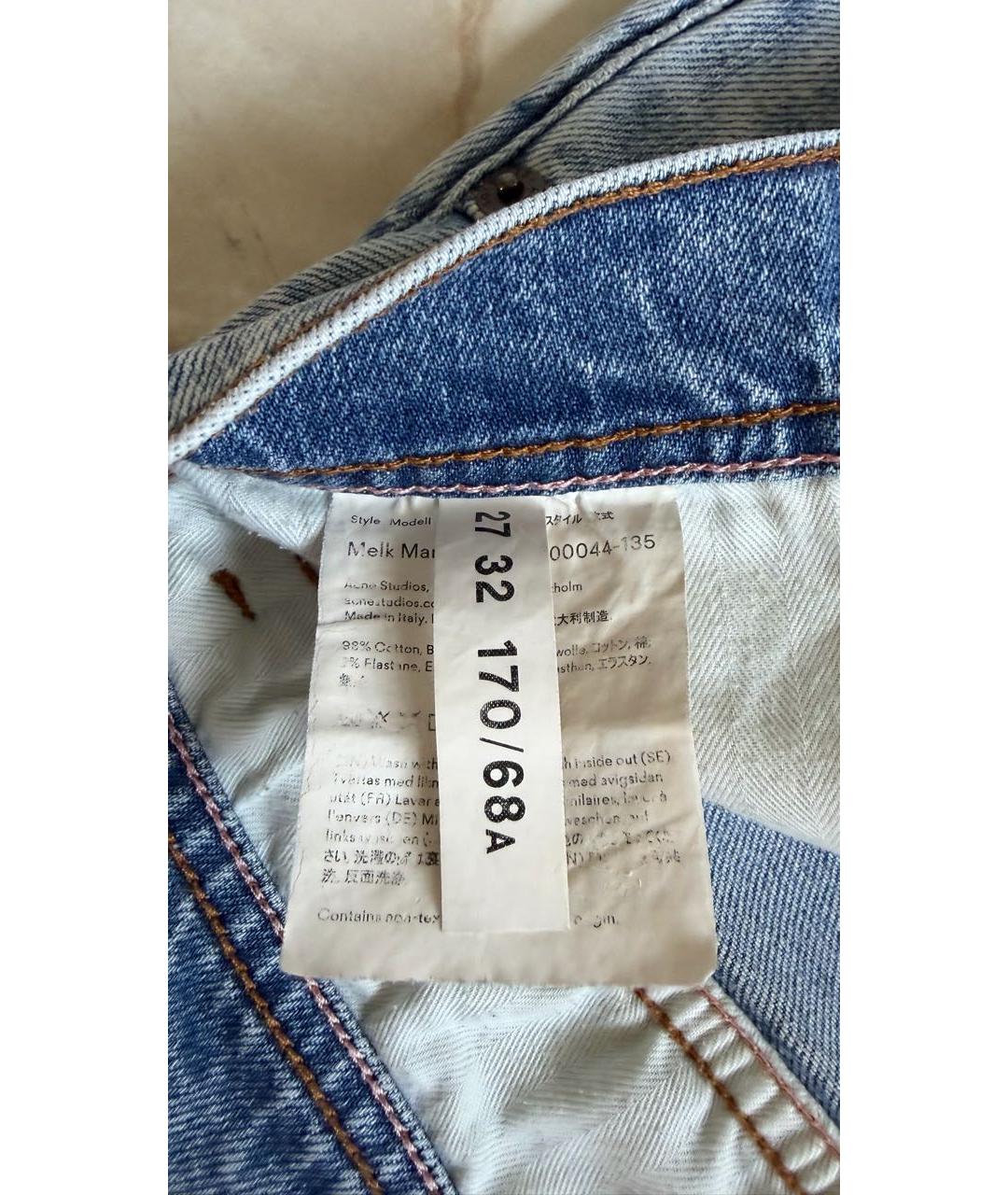 ACNE STUDIOS Голубые хлопко-эластановые джинсы слим, фото 6