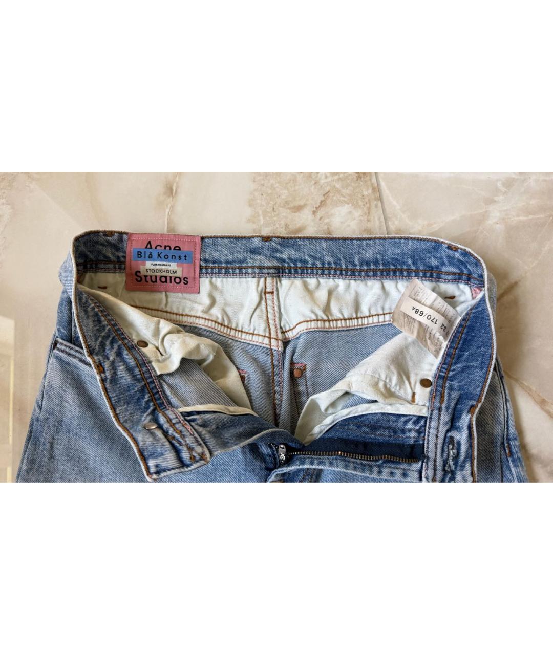 ACNE STUDIOS Голубые хлопко-эластановые джинсы слим, фото 3