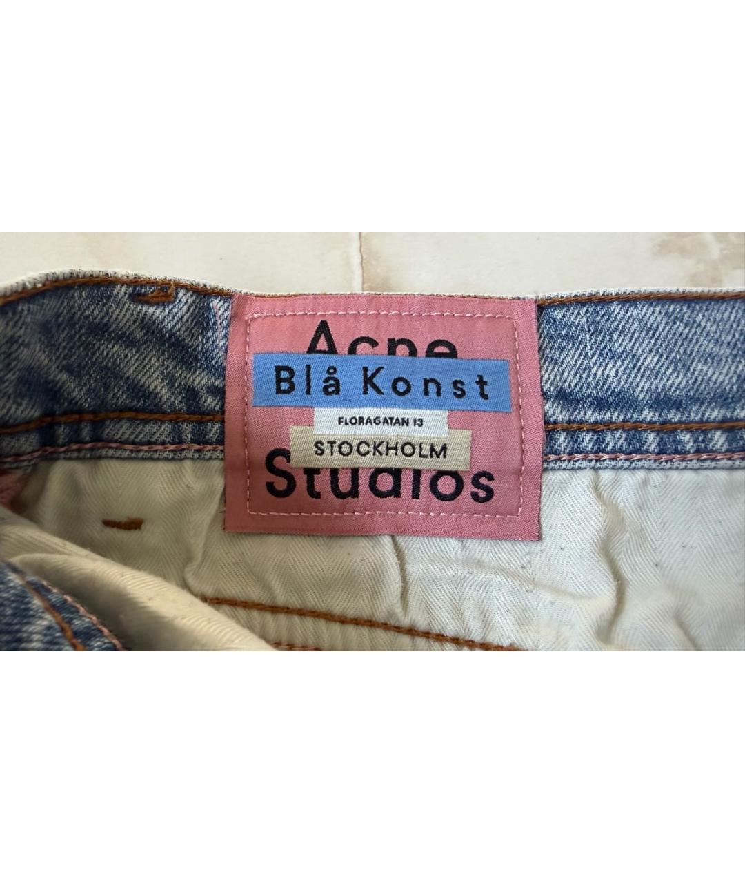 ACNE STUDIOS Голубые хлопко-эластановые джинсы слим, фото 5