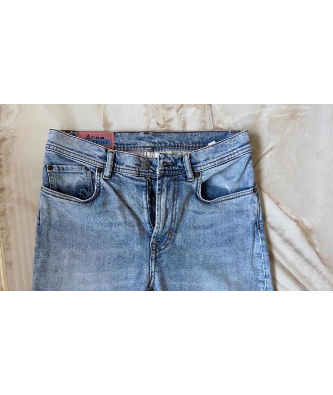 ACNE STUDIOS Голубые хлопко-эластановые джинсы слим, фото 4