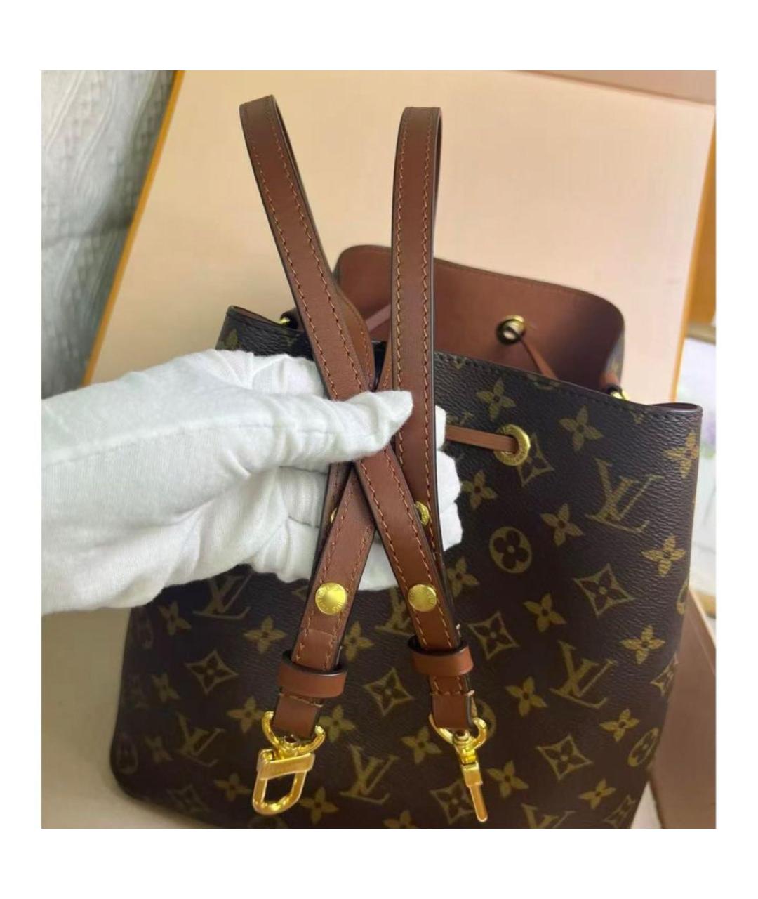 LOUIS VUITTON Коричневая кожаная сумка через плечо, фото 4